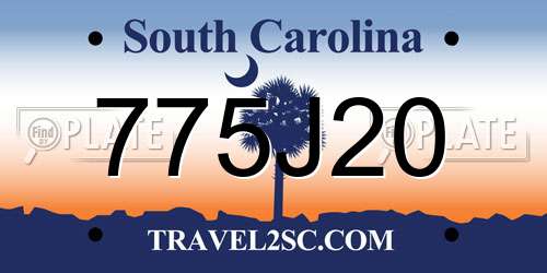 775J20 South Carolina License Plate