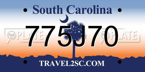 775J70 South Carolina License Plate