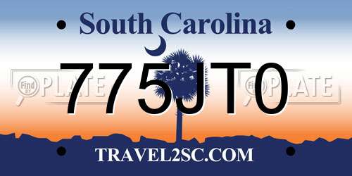 775JT0 South Carolina License Plate