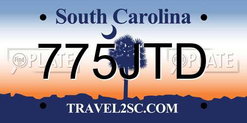 775JTD South Carolina License Plate