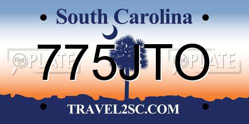 775JTO South Carolina License Plate