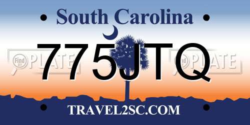 775JTQ South Carolina License Plate