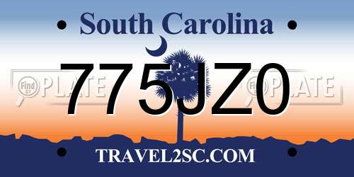 775JZ0 South Carolina License Plate