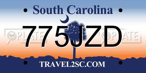 775JZD South Carolina License Plate