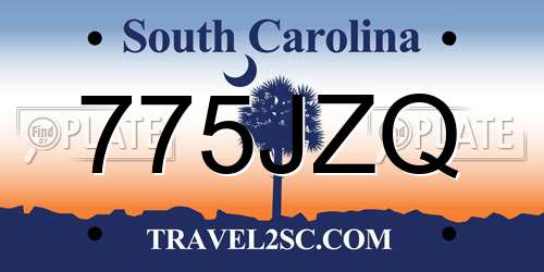 775JZQ South Carolina License Plate
