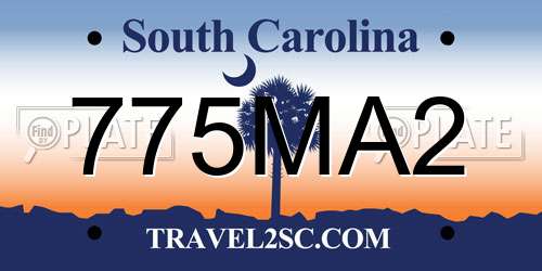 775MA2 South Carolina License Plate