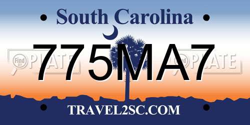 775MA7 South Carolina License Plate