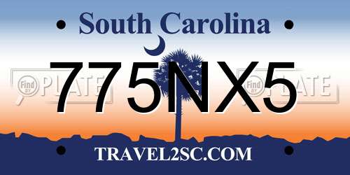 775NX5 South Carolina License Plate