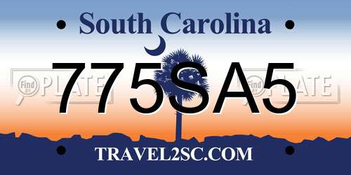 775SA5 South Carolina License Plate