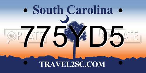 775YD5 South Carolina License Plate