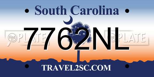 7762NL South Carolina License Plate