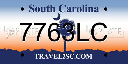 7763LC South Carolina License Plate