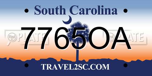 7765OA South Carolina License Plate
