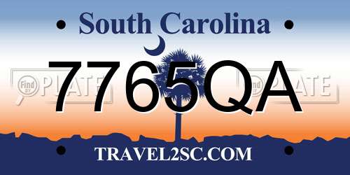 7765QA South Carolina License Plate