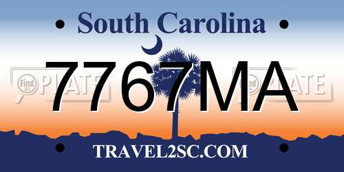 7767MA South Carolina License Plate