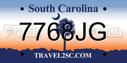 7768JG South Carolina License Plate