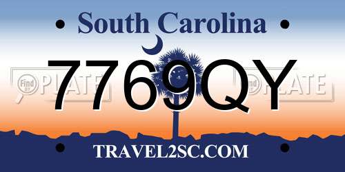 7769QY South Carolina License Plate