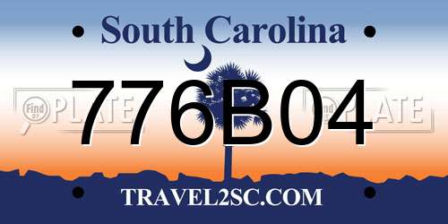 776B04 South Carolina License Plate