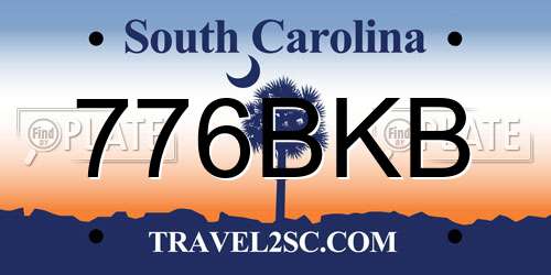 776BKB South Carolina License Plate