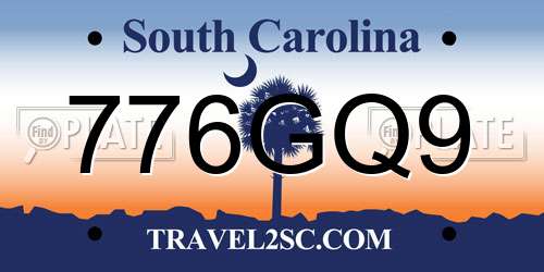 776GQ9 South Carolina License Plate