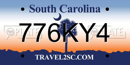 776KY4 South Carolina License Plate