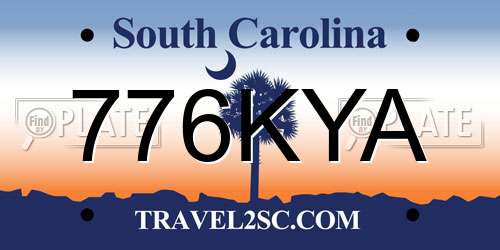 776KYA South Carolina License Plate