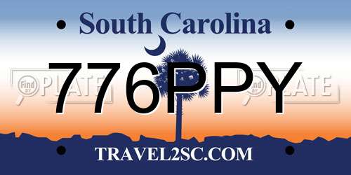 776PPY South Carolina License Plate