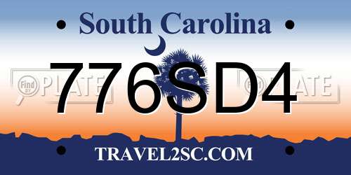 776SD4 South Carolina License Plate