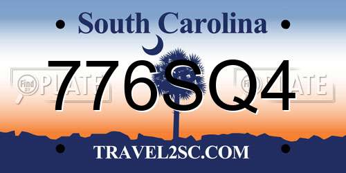 776SQ4 South Carolina License Plate