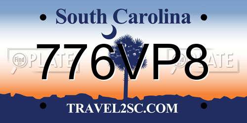 776VP8 South Carolina License Plate