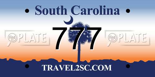 777 South Carolina License Plate