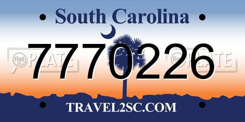 7770226 South Carolina License Plate