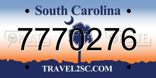 7770276 South Carolina License Plate