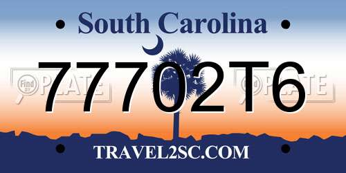 77702T6 South Carolina License Plate