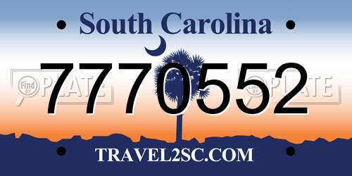 7770552 South Carolina License Plate