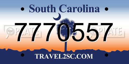 7770557 South Carolina License Plate