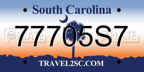 77705S7 South Carolina License Plate