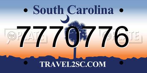 7770776 South Carolina License Plate