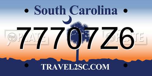 77707Z6 South Carolina License Plate