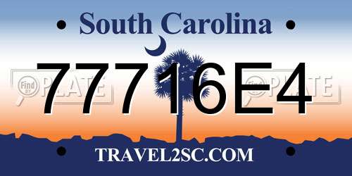 77716E4 South Carolina License Plate