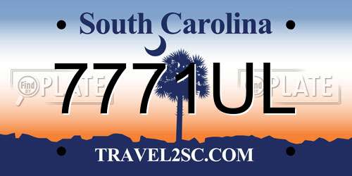 7771UL South Carolina License Plate