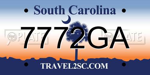 7772GA South Carolina License Plate