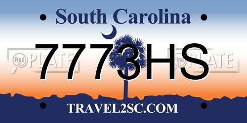 7773HS South Carolina License Plate