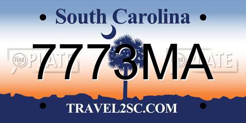 7773MA South Carolina License Plate