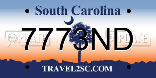 7773ND South Carolina License Plate