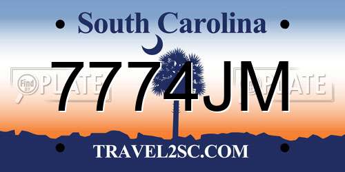 7774JM South Carolina License Plate