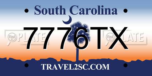 7776TX South Carolina License Plate