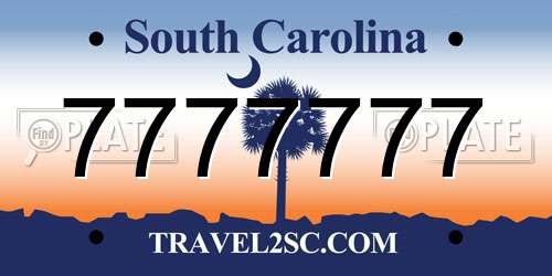 7777777 South Carolina License Plate