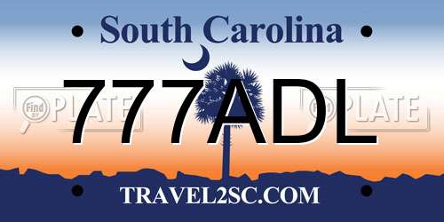 777ADL South Carolina License Plate