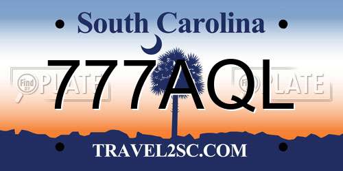777AQL South Carolina License Plate